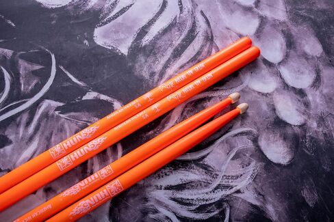 6-sticks(Assorted),HUN Neon UV Glow Drum Stick, 5A Drum Stick, Hickory Drum Stick, for Acoustic or Electronic Drum, wood drumstick glow under black light on stage,not a plastic stick glow in dark. in Saudi Arabia