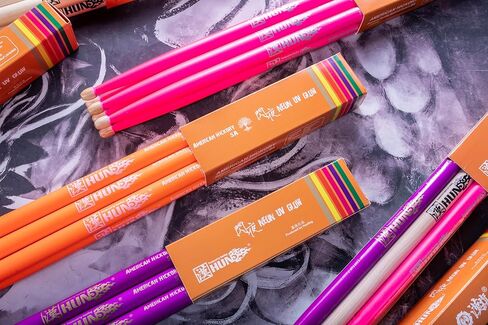 6-sticks(Assorted),HUN Neon UV Glow Drum Stick, 5A Drum Stick, Hickory Drum Stick, for Acoustic or Electronic Drum, wood drumstick glow under black light on stage,not a plastic stick glow in dark. in Saudi Arabia
