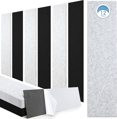 Frienda 12 Pcs Art Acoustic Panels 47.2'' x 11.8'' Self Adhesive Acoustical Wall Panel Sound Proofing Padding Sound Proof Panels for Walls Decorative Sound Absorbing Panel for Studio Office Room Home in Saudi Arabia