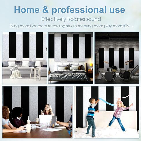 Frienda 12 Pcs Art Acoustic Panels 47.2'' x 11.8'' Self Adhesive Acoustical Wall Panel Sound Proofing Padding Sound Proof Panels for Walls Decorative Sound Absorbing Panel for Studio Office Room Home in Saudi Arabia