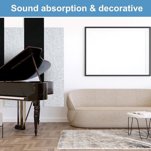 Frienda 12 Pcs Art Acoustic Panels 47.2'' x 11.8'' Self Adhesive Acoustical Wall Panel Sound Proofing Padding Sound Proof Panels for Walls Decorative Sound Absorbing Panel for Studio Office Room Home in Saudi Arabia