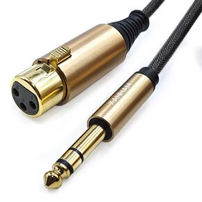 XLR Female to 1/4 Inch(6.35mm) Male 16 Feet/5 Meter TRS Balanced Cable XLR to Quarter Inch Jack Patch Cord for Speaker and Microphone