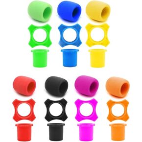 Microphone Protection Foam,Shakeproof Anti-Rolling Wireless Handheld Microphone Microphone Sponge Covers,Protection Silicone Ring, Bottom Rod Sleeve Holder For KTV.（7sets，7colors）