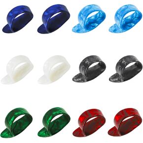 12PCS Thumb Pick, Celluloid Finger Picks Medium Guitar Finger Picks Flat Thumb picks Guitar Thumb Picks for Acoustic Guitar Banjo Ukulele Harp Bass (6 Colors)