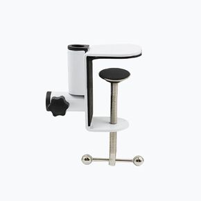 2-in-1 Desktop Fixed Cantilever Bracket, Mic Desktop Accessories White Metal Tabletop Clamp Mobile Phone Stand Mic Clamp Mount - Adjustable Screw