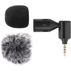 Andoer Mini Plug-in Smartphone Microphone Mobile Phone Mic Cardioid Pickup 3.5mm TRRS Plug 90° Angle Adjustable with 2pcs Windscreen for Smartphone Live Streaming Vlog Online Singing