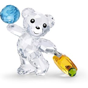 SWAROVSKI Kris Bear Just Dance Figurine, Pink and Clear Crystals with Green Metal Accents, Part of The Kris Bear Collection