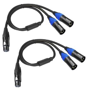 2pack XLR Y Splitter Cable,XLR Female to Dual XLR Male Y Cable (XLR Splitter 1 Female to 2 Male),Balanced Microphone Splitter Cord Audio Adaptor - 1.6ft /0.5m