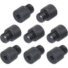 MECCANIXITY 8Pcs Mic Stand Adapter 1/4 Female to M12 Male Camera Screw Thread Adapter for Microphone Tripod Stand Black