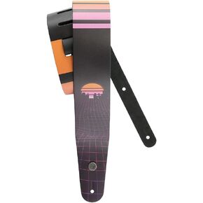 D'Addario Accessories Guitar Strap - Printed Leather Guitar Strap, Power Grid