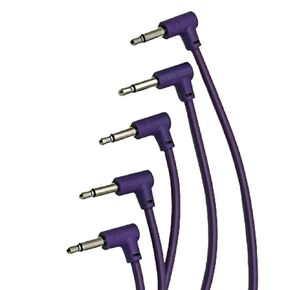 Luigis Modular M-PAR Right Angled Eurorack Patch Cables - Package of 5 Purple Cables, 12" (30 cm)