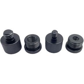 4Pcs Mic Stand Adapter, 5/8 Female to 3/8 Male and 3/8 Female to 5/8 Male, 5/8 Female to 1/4 Male and 1/4 Female to 5/8 Male Screw Adapter Thread Microphone Stand Adapter to Camera Tripod Adapter