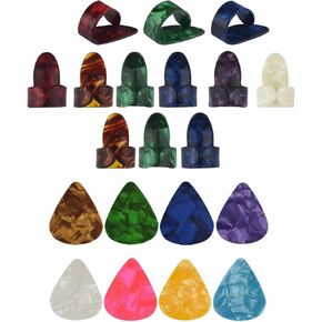 مجموعة 20 قطعة من أعواد الجيتار تتضمن 9 قطع من أعواد السبابة، و3 قطع من أعواد الإبهام، و8 قطع من أعواد الجيتار 0.46 مم للجيتار والقيثارة (ألوان مختلطة) - ملحقات الجيتار والباس، وواقي أصابع الجيتار in Kuwait