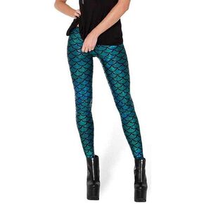 بنطال ضيق نسائي بطول كامل وطباعة على نطاق سمكة حورية البحر للنساء in Kuwait