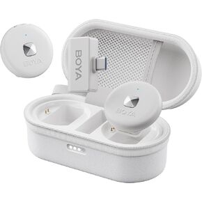 BOYA Omic-U ميكروفون لاسلكي Lavalier لإلغاء ضوضاء الهاتف Android من النوع C، عمر بطارية 5 ساعات، 164 قدم، حقيبة شحن USB-C ميكروفون بودكاست لاسلكي لتسجيل الفيديو، تسجيل الفيديو in Kuwait