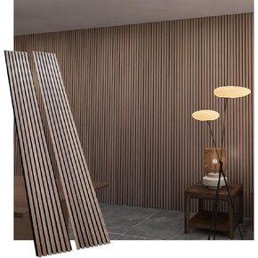 Acoustic 3D Panels for Interior Wall and Ceiling Decor, Soundproof Wood Accent Slat Fluted Noise Absorbing Panels Decorative for Bathroom, Bedroom,Genuine Walnut Wood Veneer, 94.5" X 23.6" Each Box