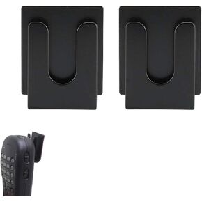 2 Pcs CB Mic Holder Car Microphone Holder Black Metal Mobile Radio Microphone Hanger, Gear Keeper CB Mic Holder with Tape Backing, Suitable for Cars Home and Offices (Dark Black)