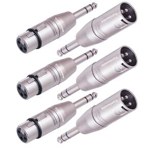 XLR Adapter, 6 Pack 1/4" TRS to XLR Adapter,3 Pcs 6.35mm 1/4" Male to XLR Male Adapter and 3 Pcs 6.35mm 1/4" Male to XLR Female Adapter, 1/4 Inch TRS to XLR Connector