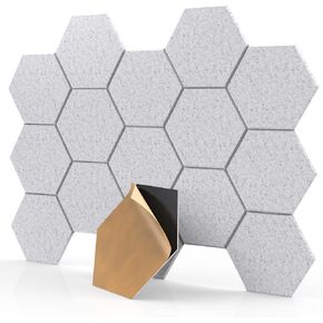 18 Pack Grey Hexagon Self-Adhesive Acoustic Panels-12"X10"X 0.4" Soundproof Wall Panels, High-Density Sound Absorbing for Studios, Offices, and Home Theaters