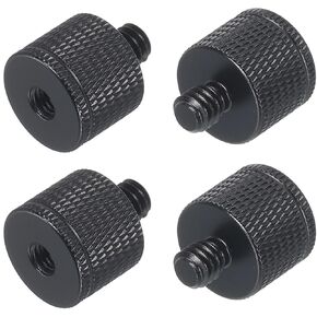 MECCANIXITY 4Pack Mic Stand Adapter M5 Female to 1/4 Male Camera Screw Thread Adapter for Microphone Tripod Stand Black