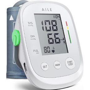 Blood Pressure Monitor,AILE Blood Pressure Machine Upper Arm Large Cuff(8.7"-16.5" Adjustable),Automatic high Blood Pressure Cuff for Home use (Black)