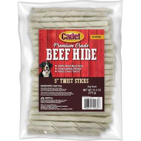 Cadet Premium Grade Beef Hide for Dogs, Rawhide Long Lasting Dog Chews, Chips, Curls & Rolls for Small/Medium/Large Dogs