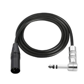 PNGKNYOCN 1/4 to XLR Cable 90 Degree Right Angle 6.35 mm TRS Male Plug to XLR Male Plug Audio Stereo Microphone Cable for Speakers, Stage, DJ and More（2M）