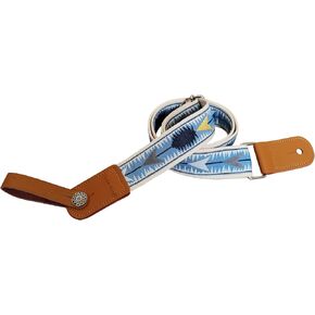 MUSIC FIRST Original Design Vintage Arrow-shaped Embroidered & Genuine Leather Ukulele Strap Ukulele Shoulder Strap With a Genuine Leather Strap Locker