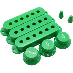 Guitar Pickup Cover Volume Single Coil Tone Knobs Selector Switch Tip Compatible with Stratocaster Strat Electric Fender Guitar Pickup (Black)