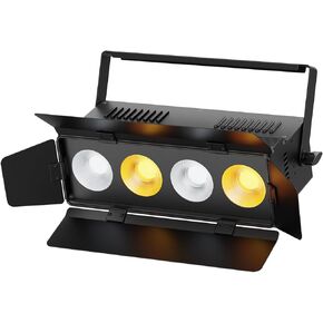 Stage Lights with Barn Doors, 4x50W LED Par Can Lights DMX512 Sound Activated, Cool White and Warm White COB Spotlights Uplights for Events Wedding Parties Concert Church Theater Stage