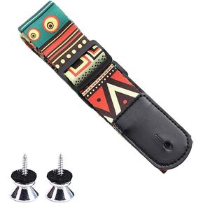 Vintage Guitar Strap, Woven Adjustable Guitar Starp Leather Ends Guitar Shoulder Strap for All Ukulele or Small Guitar