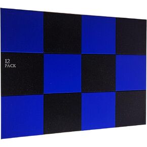 12 Pack Black/Blue Acoustic Foam Panel Wedge Studio Soundproofing Wall Tiles 12" X 12"