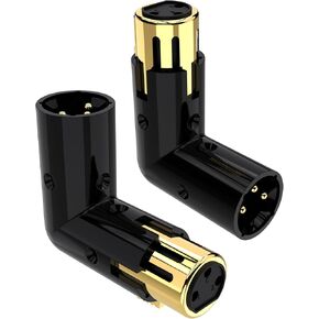 2 Pack Right Angle XLR Adapter Adjustable 90 Degree XLR Right Angle Connector 3-Pin Dual XLR Male to Female Lossless Audio XLR Cabling in Tight Spaces （XLR 90°Degree Adaptor