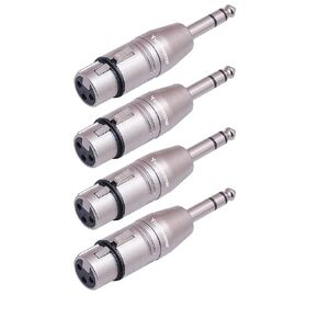 4 عبوات XLR أنثى إلى 1/4 بوصة محول TRS، أنثى متوازنة XLR إلى ربع بوصة 6.35 مم محولات ذكر