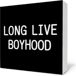 Boy Nursery Decor, Boys Room Decor - Long Live Boyhood Wooden Box Sign for Nursery Toddler Boy Room Playroom Desk Shelf Table Decor, Boy Bedroom Decor, 5x5 Inches