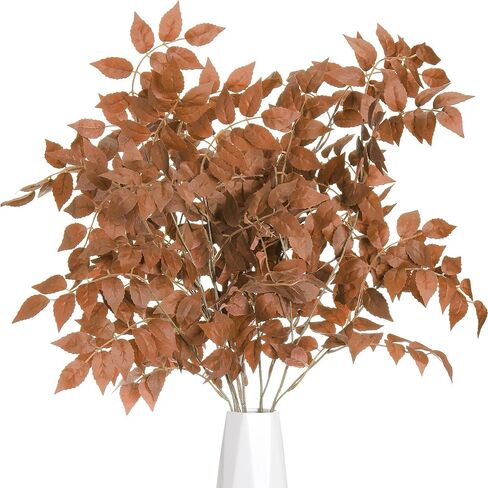 6pcs 39inch Artificial Cimicifuga Plant Leaf Spray Faux Plum Cimicifuga Faux Silk Plants Fake Cimicifuga Ramosa Leaf Branch for Autumn Home Garden Indoor Outdoor Decoration(Wine Red) in Saudi Arabia