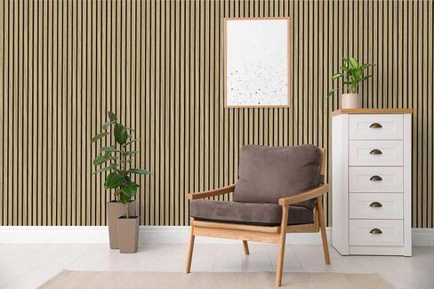 Luxdecor Acoustic Wood Slat Wall Panels for Wall 2pack Wood Slat Panels for Wall 47.2"x23.6" Wooden Acoustic Venner Panels 3D, Fluted Wall Slat Panels 0.82"in in Saudi Arabia