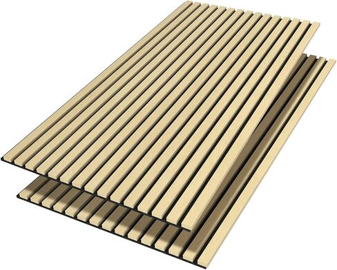 Luxdecor Acoustic Wood Slat Wall Panels for Wall 2pack Wood Slat Panels for Wall 47.2"x23.6" Wooden Acoustic Venner Panels 3D, Fluted Wall Slat Panels 0.82"in in Saudi Arabia