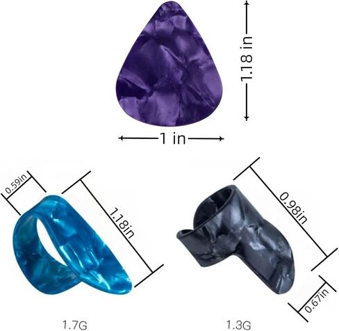 مجموعة 20 قطعة من أعواد الجيتار تتضمن 9 قطع من أعواد السبابة، و3 قطع من أعواد الإبهام، و8 قطع من أعواد الجيتار 0.46 مم للجيتار والقيثارة (ألوان مختلطة) - ملحقات الجيتار والباس، وواقي أصابع الجيتار in Kuwait