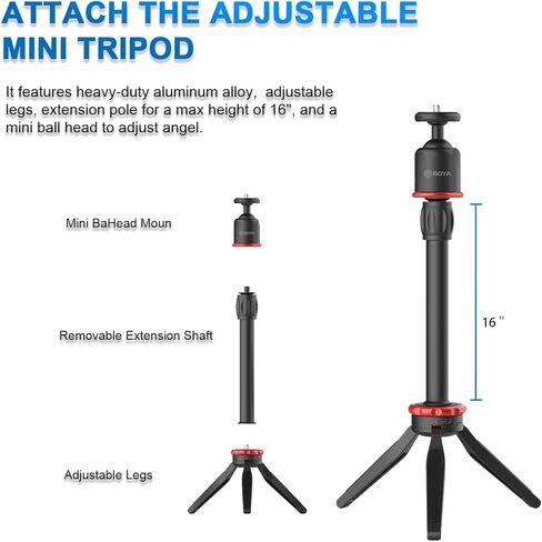 جهاز فيديو للهواتف الذكية BOYA BY-VG330 مع حامل ثلاثي صغير ومقبض هاتف وميكروفون فيديو متوافق مع iPhone 13 و12 و11 و11 Pro وXS وXR وX و8 و7 وAndroid - من أجل YouTube، وTIK Tok، والتصوير، مدونات الفيديو in Kuwait