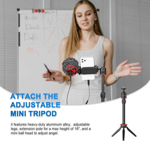 جهاز فيديو للهواتف الذكية BOYA BY-VG330 مع حامل ثلاثي صغير ومقبض هاتف وميكروفون فيديو متوافق مع iPhone 13 و12 و11 و11 Pro وXS وXR وX و8 و7 وAndroid - من أجل YouTube، وTIK Tok، والتصوير، مدونات الفيديو in Kuwait