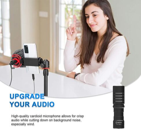 جهاز فيديو للهواتف الذكية BOYA BY-VG330 مع حامل ثلاثي صغير ومقبض هاتف وميكروفون فيديو متوافق مع iPhone 13 و12 و11 و11 Pro وXS وXR وX و8 و7 وAndroid - من أجل YouTube، وTIK Tok، والتصوير، مدونات الفيديو in Kuwait