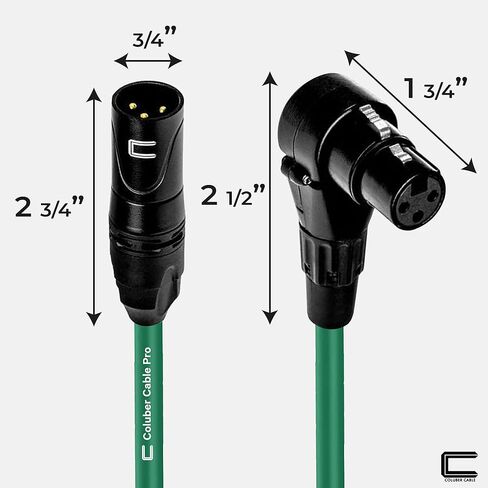 Balanced XLR Cable Male to Right Angle Female - 0.5 Feet (6 inches) Black - Pro 3-Pin Microphone Connector for Powered Speakers, Audio Interface or Mixer for Live Performance & Recording in Saudi Arabia