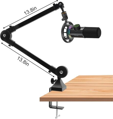 لـ FIFINE K658 / MAONO PD200X Boom Arm، حامل ذراع ميكروفون قابل للتعديل للتعليق المنخفض مع مشبك تثبيت على المكتب، محول لولبي، إدارة الكابلات، 2 قطعة من الزجاج الأمامي للميكروفون in Kuwait