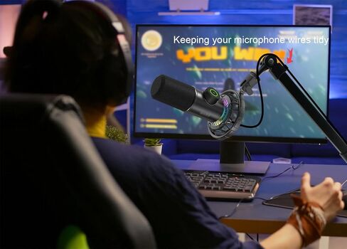 لـ FIFINE K658 / MAONO PD200X Boom Arm، حامل ذراع ميكروفون قابل للتعديل للتعليق المنخفض مع مشبك تثبيت على المكتب، محول لولبي، إدارة الكابلات، 2 قطعة من الزجاج الأمامي للميكروفون in Kuwait