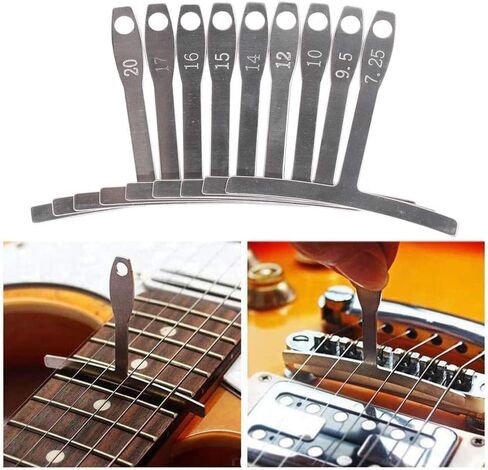 16 قطعة من أدوات الغيتار Luthier بما في ذلك 9 مقياس نصف قطر سفلي، مقياس مسطرة عمل السلسلة، مقياس الملمس، حافة مستقيمة لمستوى الجيتار (قصير + متوسط) شعاع تسوية الحنق لإعداد باس الجيتار in Saudi Arabia