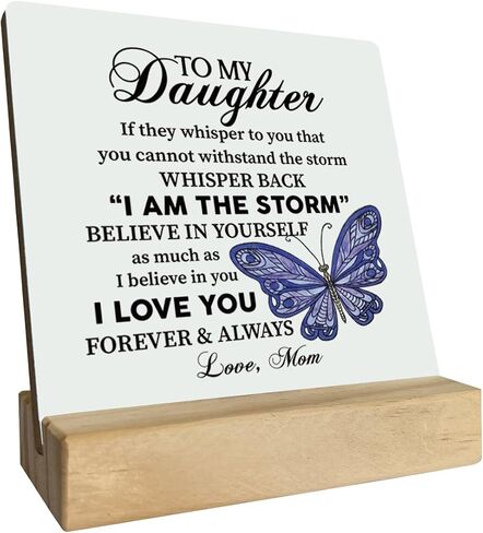 To My Daughter Wood Sign Gift, I Am The Storm, Gifts for Daughters From Mom, Plaque with Wooden Stand, Meaningful Wood Sign Plaque Gift, Mother's Day Christmas Thanksgiving Birthday Graduation Gift in Saudi Arabia