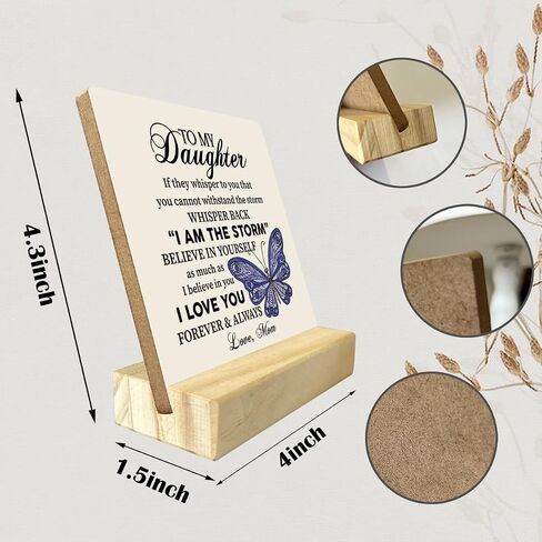 To My Daughter Wood Sign Gift, I Am The Storm, Gifts for Daughters From Mom, Plaque with Wooden Stand, Meaningful Wood Sign Plaque Gift, Mother's Day Christmas Thanksgiving Birthday Graduation Gift in Saudi Arabia