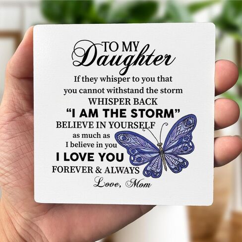 To My Daughter Wood Sign Gift, I Am The Storm, Gifts for Daughters From Mom, Plaque with Wooden Stand, Meaningful Wood Sign Plaque Gift, Mother's Day Christmas Thanksgiving Birthday Graduation Gift in Saudi Arabia