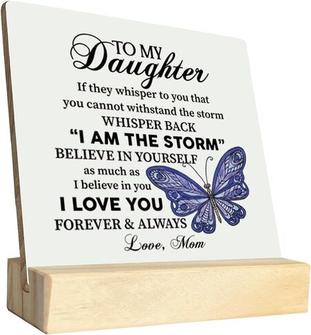To My Daughter Wood Sign Gift, I Am The Storm, Gifts for Daughters From Mom, Plaque with Wooden Stand, Meaningful Wood Sign Plaque Gift, Mother's Day Christmas Thanksgiving Birthday Graduation Gift in Saudi Arabia